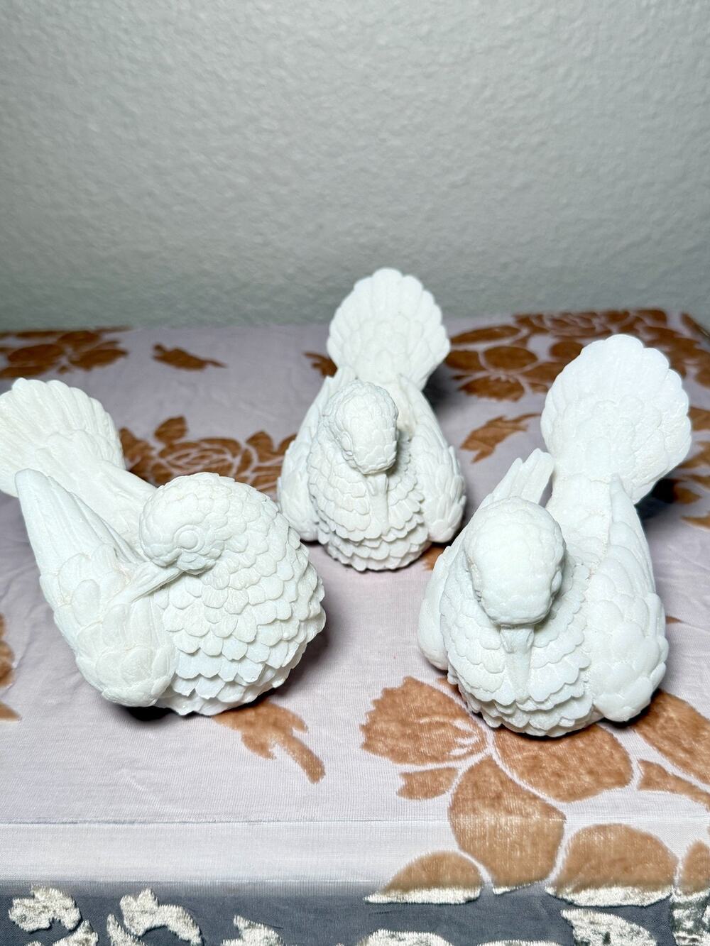 Vintage Italian Alabaster Dove Bird Figurines Set of 3 Made in Italy Cottagecore